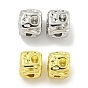 Rack Plating Brass Beads, Long-Lasting Plated, Cadmium Free & Lead Free, Cube