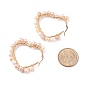 Natural Pearl Wire Wrapped Heart Big Hoop Earrings for Women, Golden