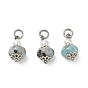Natural Larimar Pendants, Rondelle Charms with Shell Pearl