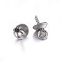 201 Stainless Steel Cup Pearl Peg Bails Pin Pendants, For Half Drilled Beads