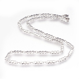 304 Stainless Steel Link Necklaces, Heart and Flower
