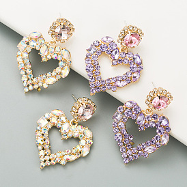 Chic Heart-shaped Diamond Earrings for Women, S925 Silver Drop Ear Studs