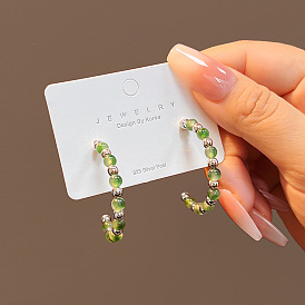 Modern Chinese Style Jade Half Hoop Earrings - Minimalistic, Creative, Bold and Timeless Circle Ear Jewelry