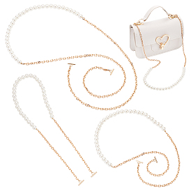 3 шт 3 стили АБС пластик имитация жемчуга цепочки для кошелька, с Т-образной застежкой из сплава и железной цепочкой