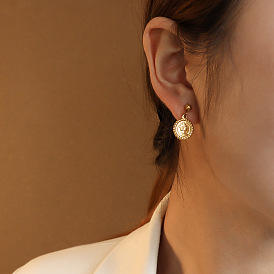 French Queen Portrait Earrings - Titanium Steel 18K Gold Ear Jewelry F189