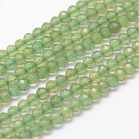 Natural Apatite Beads Strands, Faceted, Round, Grade A