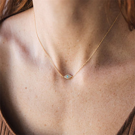 Stylish Minimalist Devil Eye Collarbone Chain - 14K Gold Plated Copper Necklace