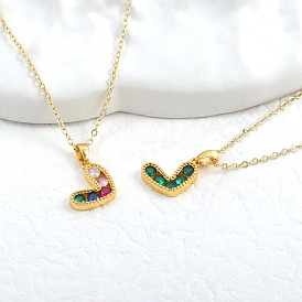Chic Heart Pendant Colorful Zirconia Necklace for Women - Elegant and Luxurious Fashion Jewelry