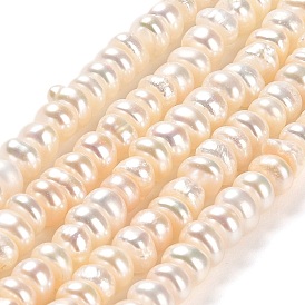 Natural Cultured Freshwater Pearl Beads Strands, Grade 3A+, Rondelle