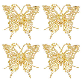 4Pcs Alloy Display Decoration, 3D Butterfly, for Chinese Calligraphy Brush Pen Stand, Kungfu Tea Pet