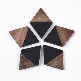 Resin & Walnut Wood Pendants, Rhombus