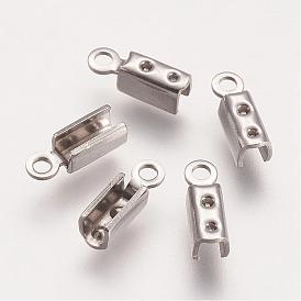 304 Stainless Steel Cord Ends, Folding Crimp Ends, Fold Over Crimp Cord Ends