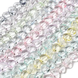 Baking Paint Transparent Glass Beads Strands, Heart