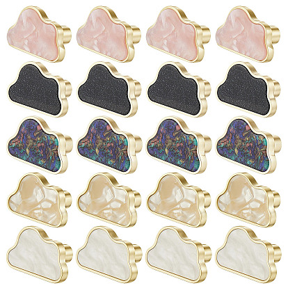 20Pcs 5 Colors Zinc Alloy & Acrylic Drawer Cabinets Handles, with 20Pcs Screw, Cloud Shape, Light Gold