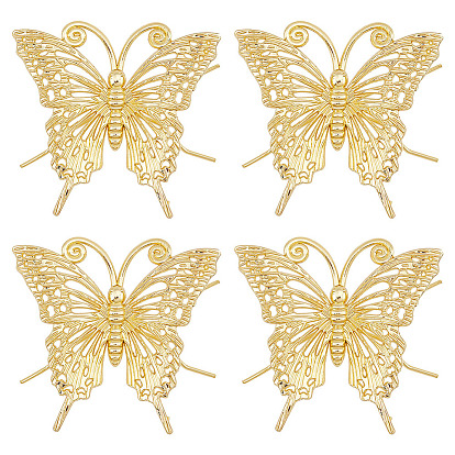 4Pcs Alloy Display Decoration, 3D Butterfly, for Chinese Calligraphy Brush Pen Stand, Kungfu Tea Pet