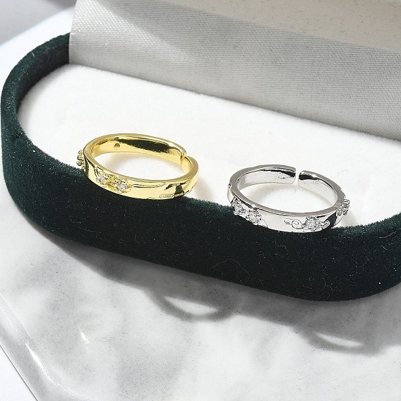 Кольца-манжеты из прозрачного кубического циркония, украшения из латуни для женщин, долговечный, стойки покрытие, без свинца и без кадмия