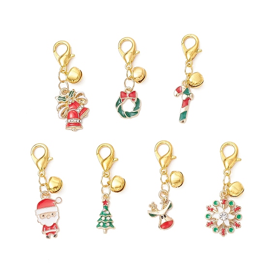 7 шт. рождественские тематические сплав эмалированные подвесные украшения, Сплав с застежками когтя омара, разнообразные