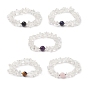 Natural Quartz Crystal Chips & Mixed Gemstone Stretch Bracelet for Women
