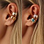 Zinc Alloy & Glass Cuff Earrings for Women, Rectangle, Golden
