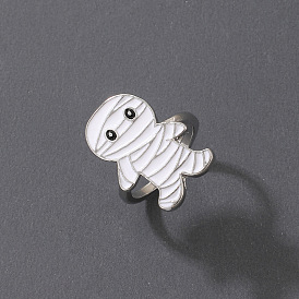 Geometric Mummy Ring - Unique and Edgy Halloween Accessory in White Oil Drop Design