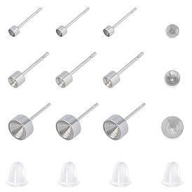 304 Stainless Steel Stud Earring Findings, with Plastic Ear Nuts