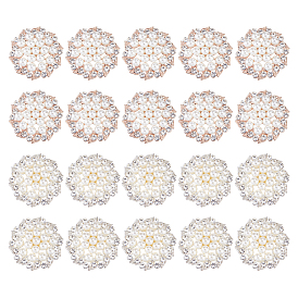 20шт. 2 цвета, сплав, стразы и пластиковые кабошоны, имитирующие жемчуг, цветок