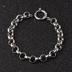 304 inoxydable bracelets de la chaîne de Rolo d'acier, à ressort fermoirs à anneaux, 215x9mm