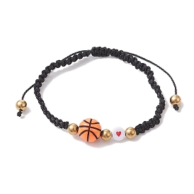 Bracelet de perles tressées en acrylique et alliage sur le thème du sport, bracelet réglable en fil de nylon