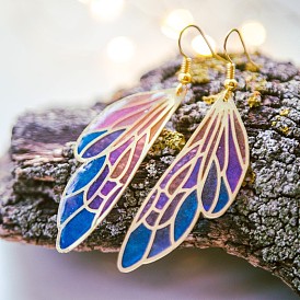 Gradient Colorful Feather Wings Butterfly Wings Earrings Dreamy