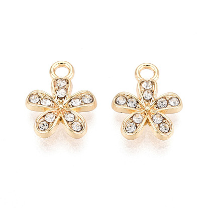 Подвески со стразами из сплава для крепления в стойку, цветок, без свинца, без никеля и без кадмия