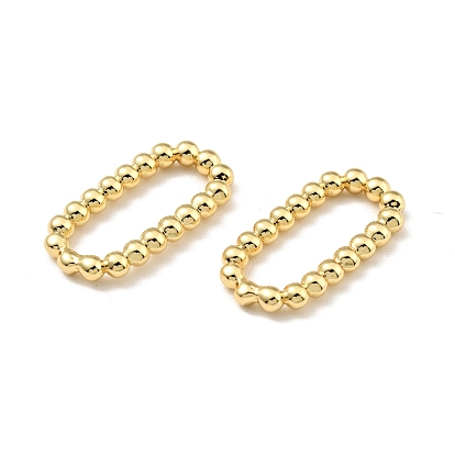 Rack Plating Brass Imitation Round Beading Links Rings, Cadmium Free & Lead Free, Oval, Long-Lasting Plated