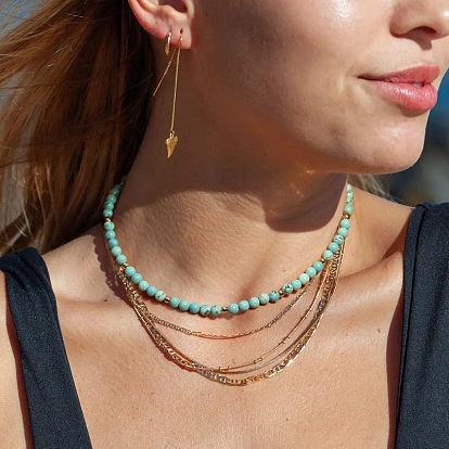 Богемные 5мм круглые бусы из драгоценных камней/ракушечного жемчуга для женщин, золотые