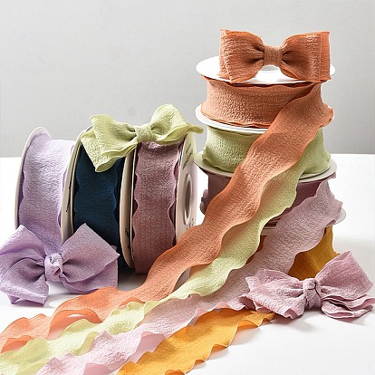 Polyester Ruffled Ribbon, Pleated Ribbon, for Gift Wrapping, Bow Tie Making