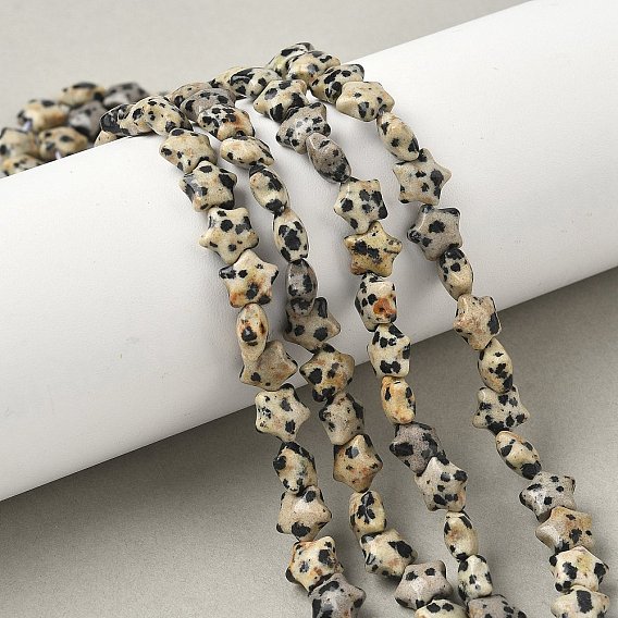 Нити бусин из натуральной далматинской яшмы в форме звезды