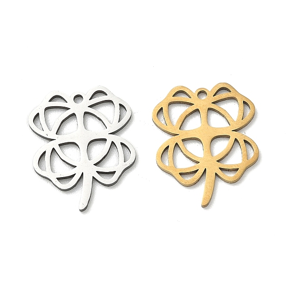 Полые 201 из нержавеющей стали кулоны, подвески в виде четырехлистного клевера