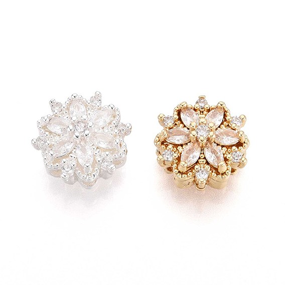 Латунные микро проложить кубического циркония бусы, цветок