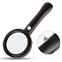 ABS Plastic Handheld Magnifier, with Glass Lenses and 9PCS LED Light, For USB Charging