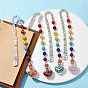 7 Chakra Gemstone Bead & Gemstone Glass Heart Wishing Bottle Pendant Bookmarks, Alloy Hook Bookmarks