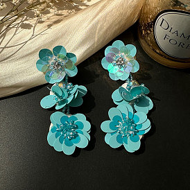 High quality jewelry long flower exaggerated temperament earrings for women