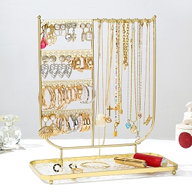 U Shaped Iron Jewerly Organizer Display Towers with Tray, for Necklaces Bracelets Rings Earrings