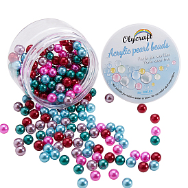 Eco-Friendly Plastic Imitation Pearl Beads, High Luster, No Hole Beads, Round