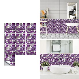 PVC Plastic Peel and Stick Mosaic Tile Stickers, Self-Adhesive Kitchen Bathroom Waterprrof Wall Tiles, Square