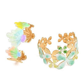 304 манжеты браслеты из нержавеющей стали эмаль, цветок