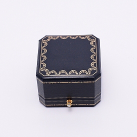 Leatherette Paper Box, Flip Cover, Rings Box, with Imitation Fur & Sponge Mat, Square