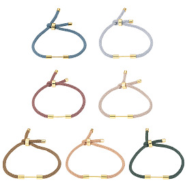 7шт 7 цвета плетеный нейлоновый шнур изготовление браслета, с латунной фурнитурой 
