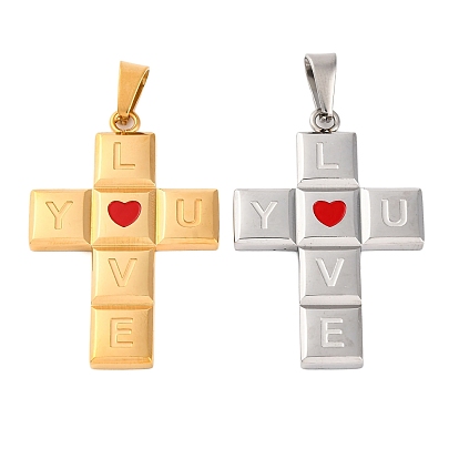 304 нержавеющей стальной эмали подвески, крест со словом люблю тебя очарование