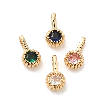 Messing Mikro ebnen Zirkonia Charme, echt 14 k vergoldet, langlebig überzogen, Blume
