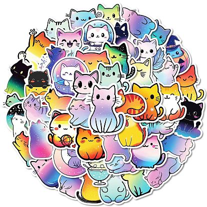 50шт. бумажные наклейки с изображением мультяшного кота, самослипание, для чемодана, скейтборде, холодильник, шлем, оболочка мобильного телефона