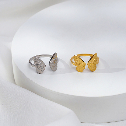 Регулируемые открытые манжеты-кольца-бабочки из нержавеющей стали для женщин