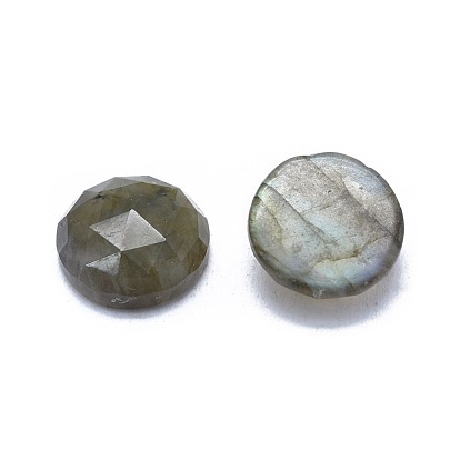 Natural Labradorite Cabochons, Half Round, Faceted